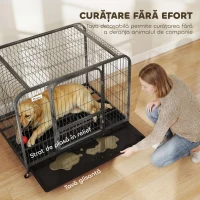 PawHut Cușcă pentru Câini Pawhut din Oțel pe Roți cu Tavă Detașabilă, Neagră(m-7)