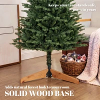 HOMCOM Sapin de Noël Artificiel 180 cm, Arbre de Noël avec 889 Pointes de Branches Articulées Réalistes, Support en Bois, Vert(m-8)