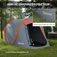 Outsunny Tente de camping pop up 2-3 personnes avec sac de transport pour la randonnée 245x148x105 cm gris(m-5)