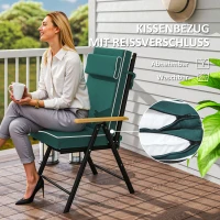 Outsunny Zitkussen 120 x 47 x 9,5 cm Waterafstotend met Banden, Hoofdsteun, UPF50+ Groen(m-6)
