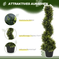Outsunny Kunstmatige spiraalplant, Spiraalvormige cederboom met pot, 90 cm, Kunstmatige ceder voor buiten- en binnendecoratie, Groen(m-5)