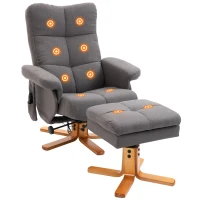 HOMCOM massagestoel met voetenbank relaxstoel 145 ° helling kunstleer donkergrijs 80 x 86 x 90 cm(m-11)
