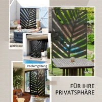 Outsunny Buitenscherm Privacy Stalen Frame Palmblad Silhouet 120x198 cm, Zwart(m-6)
