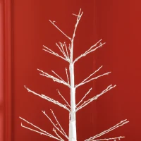 AOSOM Kunstkerstboom met LED-verlichting, 180 cm hoge kerstboom, realistische schors, Wit(m-8)