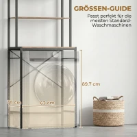 HOMCOM Wasmachinerek badkamer met droogstang, 3 niveaus, 67 x 40 x 161,8 cm, bruin(m-4)
