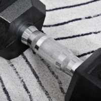 HOMCOM Rubber Dumbbell Sports Hex Weights Sets Home Gym Fitness Hexagonal Dumbbells Kit Weight Lifting Exercise (2 x 8 kg)(m-8)
