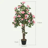 HOMCOM Set of Two Faux Rose Plants, with Pots(m-3)