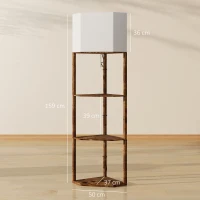 HOMCOM Corner Floor Lamp with Shelves, Tall Standing Lamps for Living Room, with Pull Chain Switch Bulb not Included, Rustic Brown(m-3)