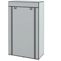 HOMCOM Kledingkast Stoffen Kast 1 Kledingstang, 2 Laden, 83 x 42,5 x 162,5 cm, Grijs(m-10)