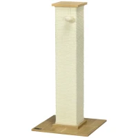 PawHut kattenboom, 80 cm, krabpaal voor katten met speelgoedbal, krabpaal van sisaltouw, krabpaal voor katten met krabplank, kattenmeubel, eiken+crèmewit(m-14)