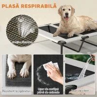 PawHut Pat pentru Câini cu Copertină Detașabilă pe 3 Laturi, din Poliester și Oțel, 106x76x94 cm, Gri Deschis și Negru(m-6)