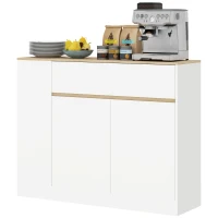HOMCOM Dressoir, groot kastvak, 3 opbergvakken, lade, 106 x 30 x 81,2cm, Wit/Hout(m-9)