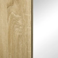 Kleankin Dulap cu oglinda pentru baie cu montaj pe perete, dulap pentru baie cu oglinda, usi duble si rafturi de depozitare, natural(m-5)