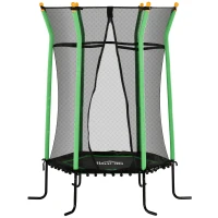 HOMCOM Trambulină Elastică pentru Copii 3-10 Ani cu Intrare cu Fermoar și Stâlpi Căptușiți, 122 x 111 x 190 cm, Verde(m-12)