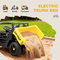 AIYAPLAY Kids Ride on Car, 12V Electric Kids UTV with Electric Dump Bed, 4-Wheel Suspension for 3-8 Years, Yellow(m-5)