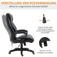 Vinsetto Massagebureaustoel draaistoel 6 trilpunten, in hoogte verstelbaar PP PU grijs(m-7)