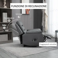 HOMCOM Poltrona Alzapersona Reclinabile fino a 135° con 8 Punti Massaggianti, Telecomando e Poggiapiedi, 91x86x101 cm(m-5)