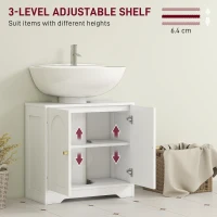HOMCOM Under Sink Bathroom Cabinet with 2 Arch Doors - White(m-5)