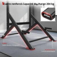 Power Tower Dip-Station barre de traction, double base triangulaire, multifonctionnelle, 107,4x81,3x235 cm, Noir(m-4)