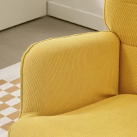 HOMCOM Accentstoel met Voetenbank, Relaxstoel in Corduroy Look, Armleunstoel met Houten Poten, voor Woonkamer, Oranje(m-9)