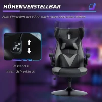 Vinsetto Gaming-Stuhl mit Schaukelfunktion, Drehstuhl, höhenverstellbar, gepolsterter Sitz, Metall, 67 x 71 x 112 cm, Grau(m-7)
