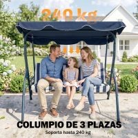 Outsunny Balancín de Exterior con Toldo Ajustable en Ángulo Impermeable y Marco de Acero para Patio Balcón 170x110x153 cm Azul(m-5)