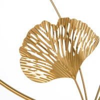 HOMCOM Large Metal Wall Art, Modern Hanging Wall Sculpture with Unique Multi-leaf Design, Horizontal or Vertical Metal Hanging Decoration for Living Room Bedroom Entryway, Gold Silver(m-8)