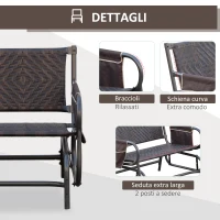 Outsunny Panchina a Dondolo da Giardino 2 Posti in Rattan e Acciaio con Tasche Laterali, 122x75x88cm Marrone e Nero(m-6)
