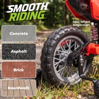 AIYAPLAY Moto Électrique Enfants 12 V, Vitesse Max 3 Km/h, Batterie au Lithium, Double Moteur, Suspension Arrière, Rouge(m-8)