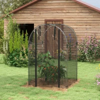 Outsunny Vogelbeschermingsnet, plantenbescherming, stevig, deur met ritssluiting, 120x120x188 cm, Zwart/Zilver(m-8)
