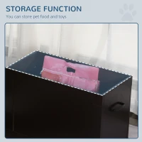 PawHut hondenbak met opbergruimte 2 bakjes voerstation kattenbak espresso(m-8)