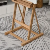 HOMCOM Șevalet Reglabil din Lemn de Fag pentru Pictură cu Compartiment de Depozitare, 53x50.5x171-230cm(m-7)