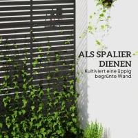 Outsunny Buitenruimteverdeler van Metaal, Lamellenontwerp, Decoratieve Scheidingswand voor Terras, Tuin, Balkon, Zwart(m-4)