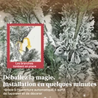 HOMCOM Sapin de Noël artificiel floqué de neige 180 cm, arbre de Noël avec 1815 branche, support en métal pliable, vert(m-6)