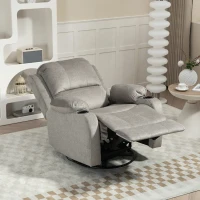 HOMCOM Relaxfauteuil met Voetensteun en Ligfunctie, incl. Bekerhouders, tot 150 kg, Bruin(m-8)
