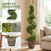HOMCOM Set 2 Piante Finte di Cipresso a Spirale 120cm con Vaso Incluso, per Decorazione Interno ed Esterno, Verde(m-4)