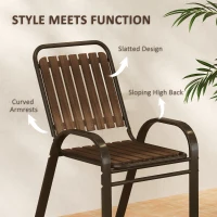 Outsunny 3 Pieces Patio Bistro Set with Stackable Chairs, Tempered Glass Table, for Outdoor, Balcony, Patio, Garden, Dark Brown(m-7)