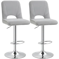 HOMCOM Conjunto de 2 Taburetes de Bar Sillas Altas Modernas con Altura Regulable y Asiento Giratoria 41x51x97-117 cm Gris(m-10)