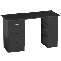 HOMCOM Computer Desk with Drawers, Home Office Desk, Writing Table, PC Workstation with 3 Storage Shelves for Working, Study, 120 x 49 x 72 cm, Black(m-1)