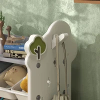 AIYAPLAY Raft pentru jucării cu 4 niveluri, 9 recipiente și cârlig lateral, din HDPE, 77x42x94 cm, alb crem(m-9)