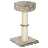 PawHut Kattenboom, 87 cm, Kattentoren met Dikke Krabpaal, Pluchebed, Binnen, Draagt tot 6 kg, Bruin(m-10)