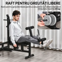 HOMCOM Bancă de Fitness Reglabilă cu Suport pentru Halteră, din Oțel și PU, 210x110x103-123 cm, Negru(m-6)