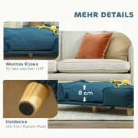 PawHut Hondenbank, huisdierenbank, huisdierenbed, afneembare en wasbare bekleding, natuurlijk + donkerblauw(m-6)