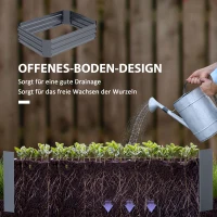 Outsunny Verhoogd Tuinbed van Gegalvaniseerd Staal, Tuinbed, Plantenbak voor Tuin, Bloemenbak, 120 x 90 x 30 cm, Donkergrijs(m-6)