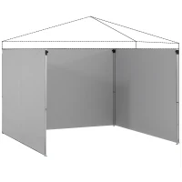 Outsunny Set van 3 zijwanden met rits voor 3 x 3 m paviljoen, Lichtgrijs(m-1)