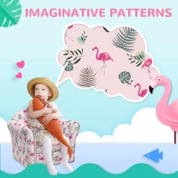 AIYAPLAY Kids Armchair with Flamingo Design, Wooden Frame, for Bedroom, Playroom, Kids Room - Pink(m-4)