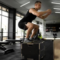 SPORTNOW Multi-Faceted Jump Box, Wooden Step Up Box, for Home, Gym, Exercise, 16.1"/20.1"/24" - Black(m-10)