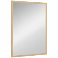 HOMCOM Wall Bathroom Mirror, 60 x 40 cm Wall-Mounted Mirror for Living Room, Bedroom, Hallway, Natural Wood Finish(m-11)