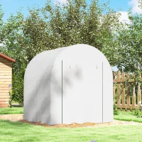 Outsunny Kas, draagbare plantenkas met stalen frame en kunststofafdekking, Wit(m-8)