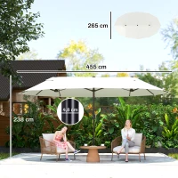 Outsunny dubbele parasol XXL Staal Polyester voor strand en tuin, ideaal voor gezin, Beige(m-3)